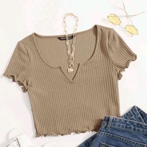 Shein Crop Lettuce Top